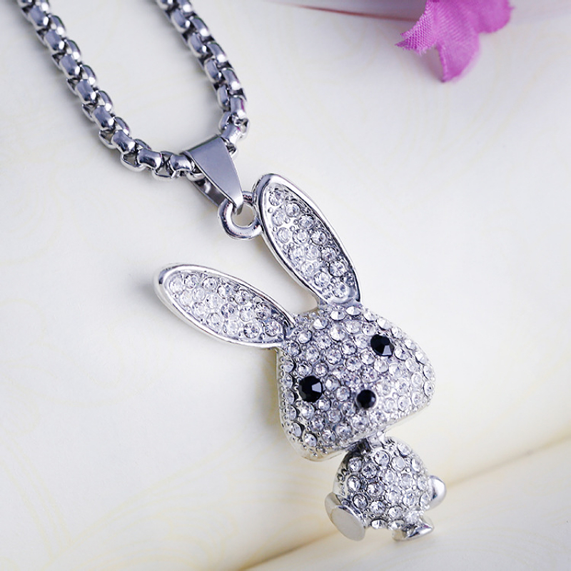 Stylish and cute elf bunny necklace charming retro playful style little bunny sweater chain personality pendant birthday gift alx