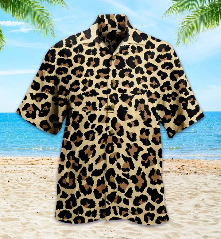 Cheetah Pattern Brown Hawaii Shirt Ha7374