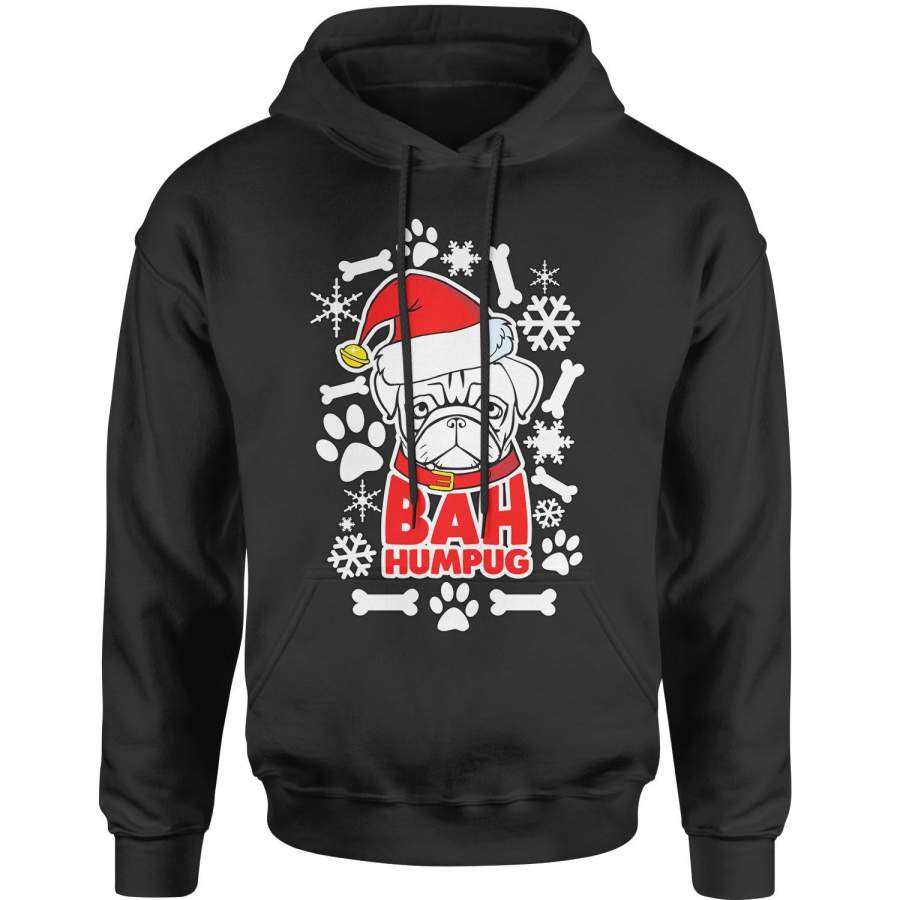 Bah HumPug Ugly Christmas Holiday  Adult Hoodie Sweatshirt