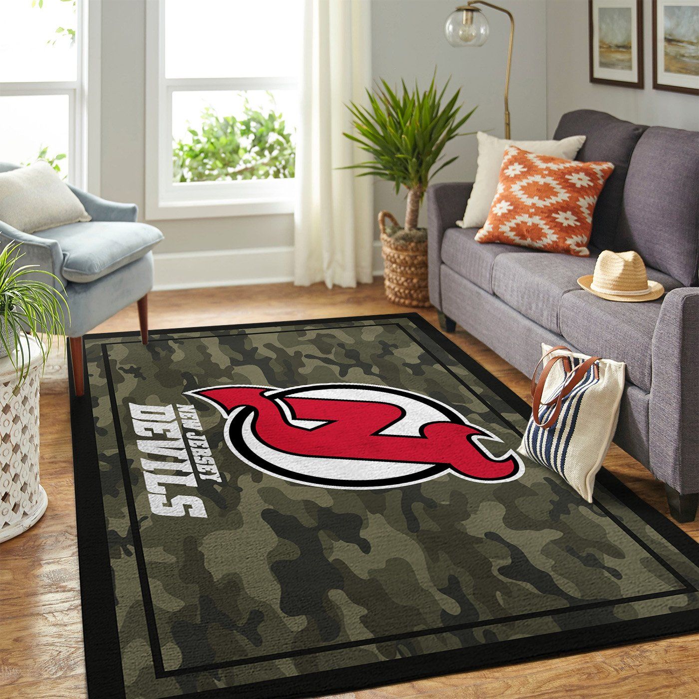 New Jersey Devils Team Logo Camo Style Nice Gift Home Decor Rectangle Area Rug