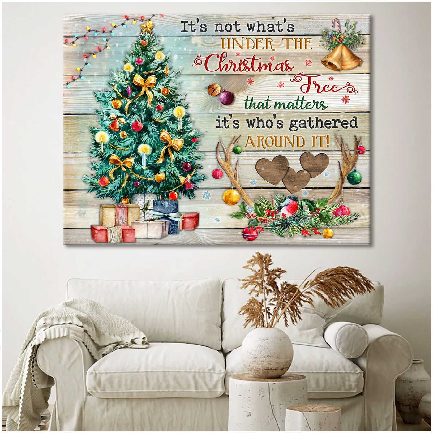 Custom Canvas Prints Christmas Gifts Under The Christmas Tree Wall Art Decor Gift For Family, Wall Art Decor, Canvas Print, Home Decor