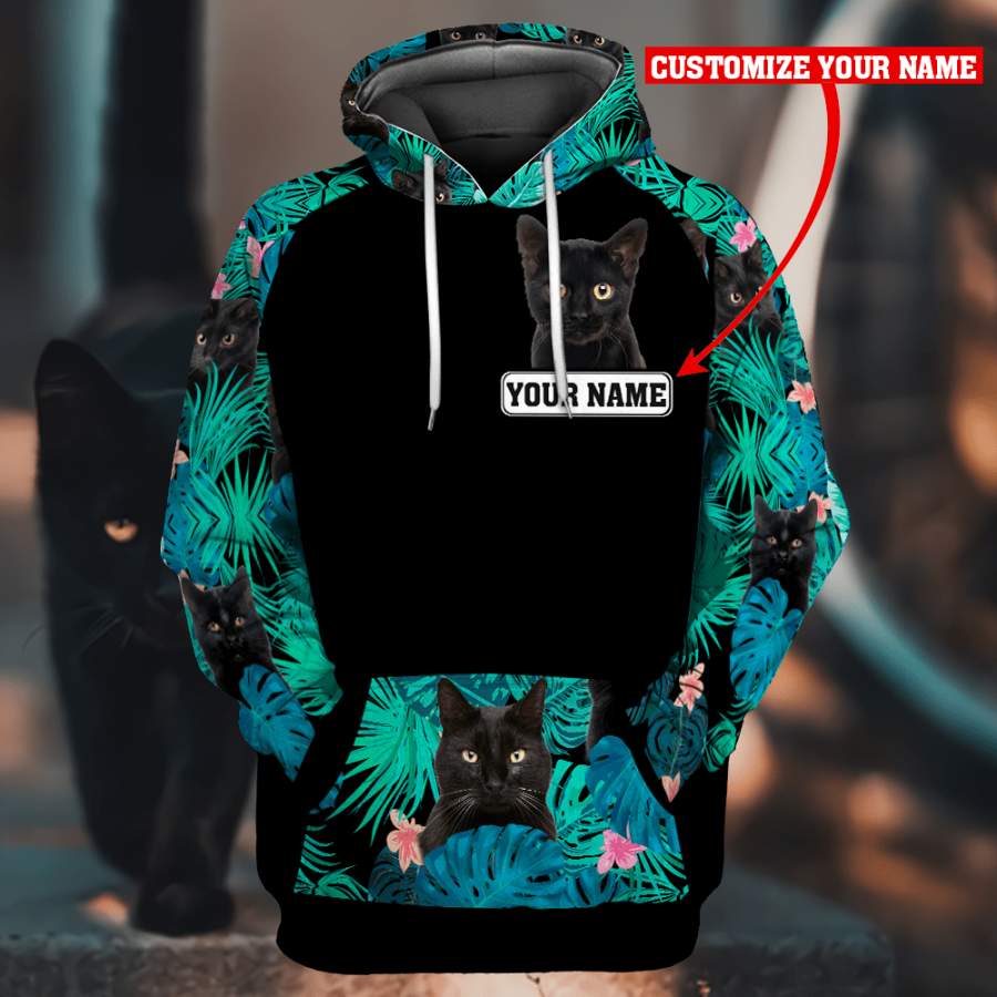 Cat Hawaii Custom Name Hoodie 3D All Over Print