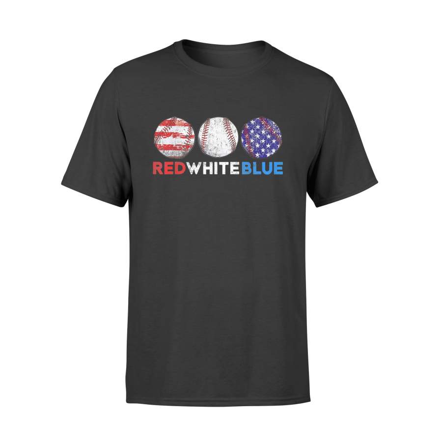 4th of July Shirt Red White Blue American Flag Baseball Softball Shirts – Standard T-shirt