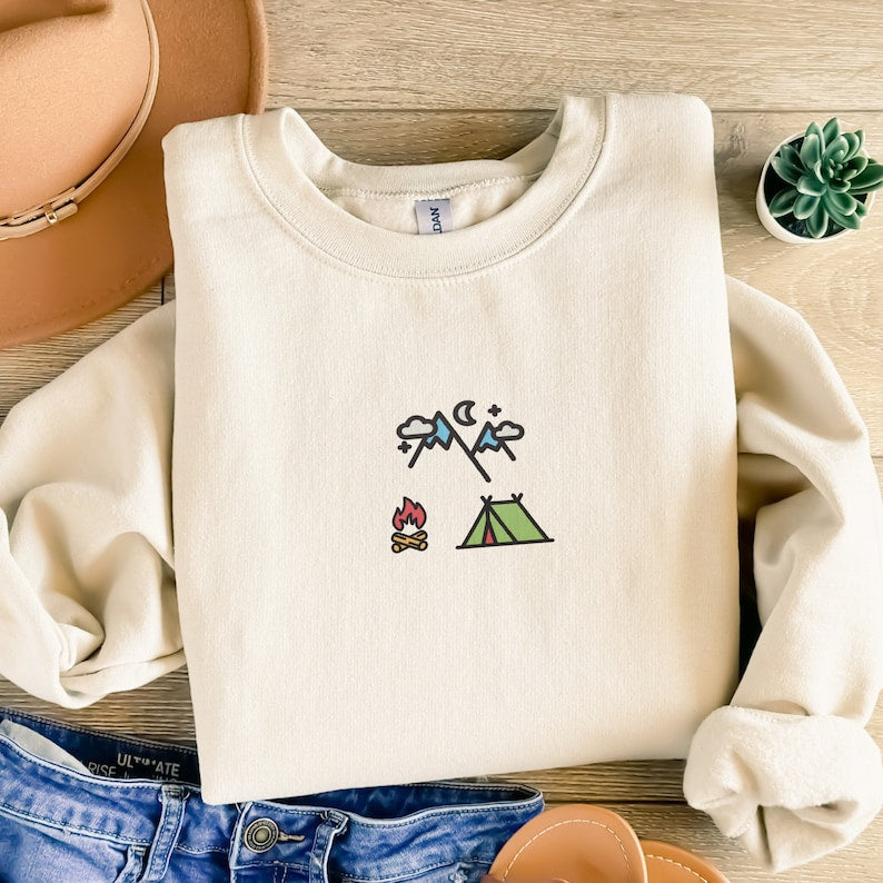 Boho Camp Embroidered Sweatshirt