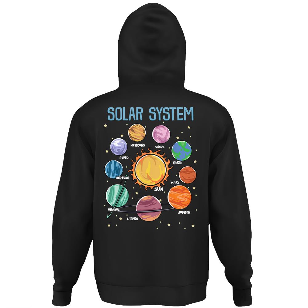 Solar System Planets Science Space Boys Girls Stem Hoodie Print On Back