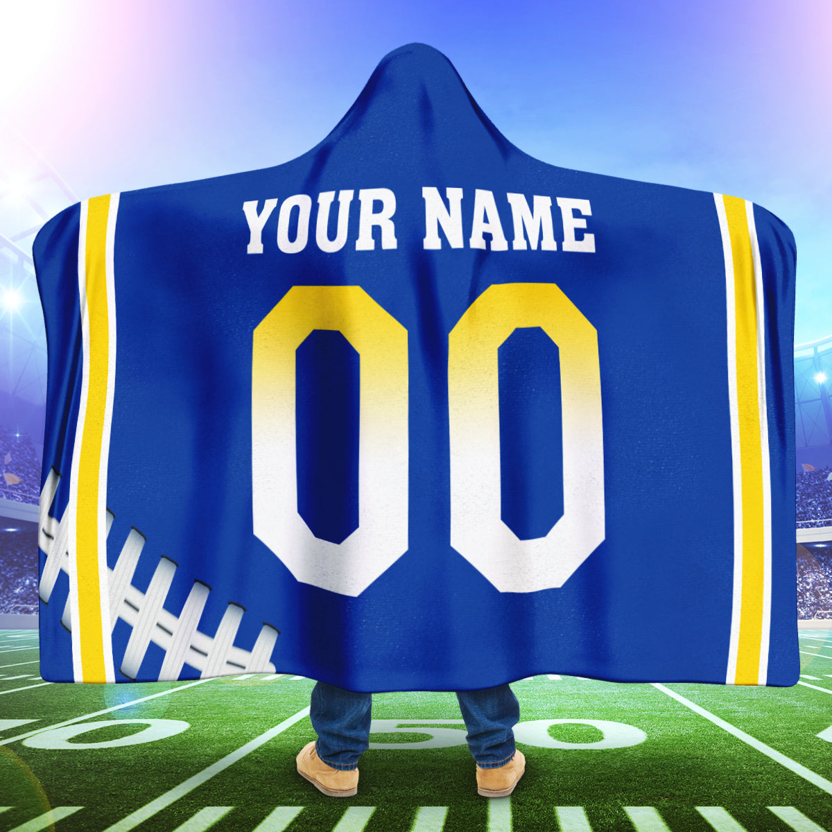 Custom Name Number Gift For Fan 3D Full Printing Hooded Blanket Los Angeles Rams 5738