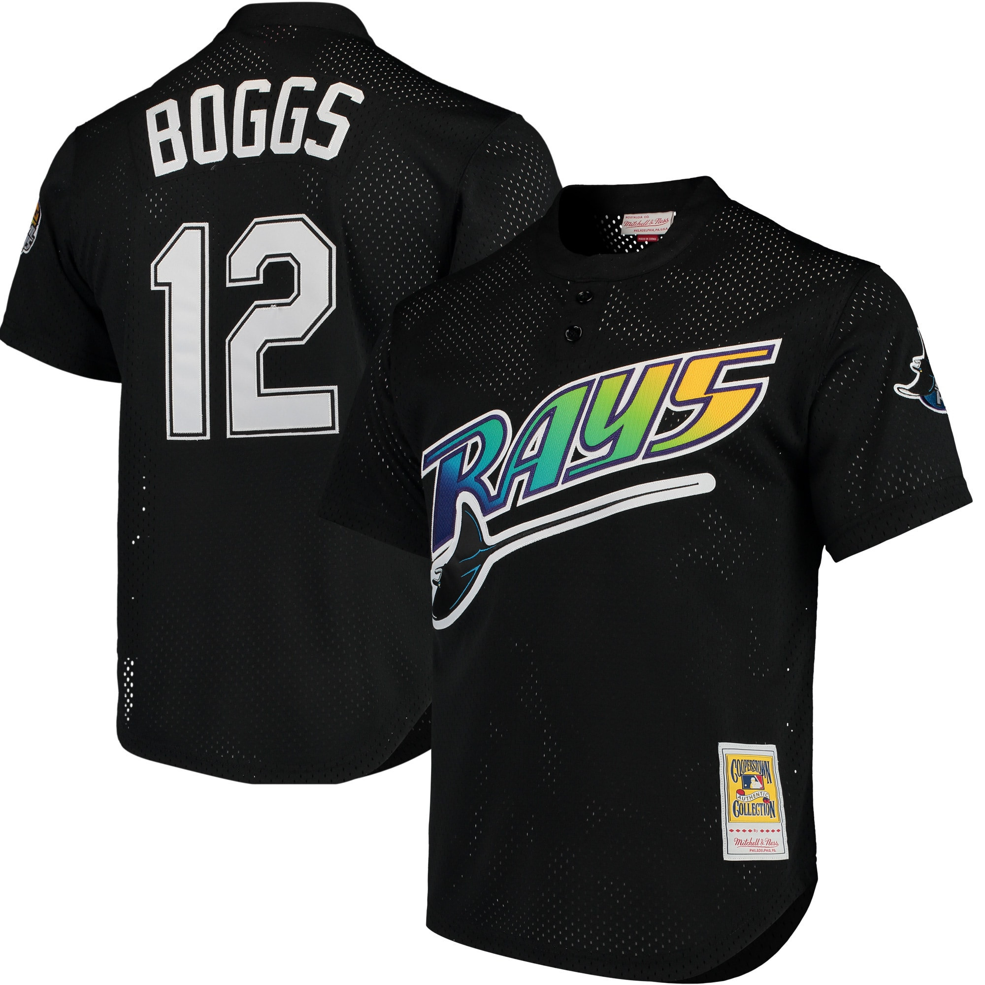 Wade Boggs Tampa Bay Rays Mitchell & Ness Cooperstown Collection 1991 Mesh Batting Practice Jersey – Black MLB