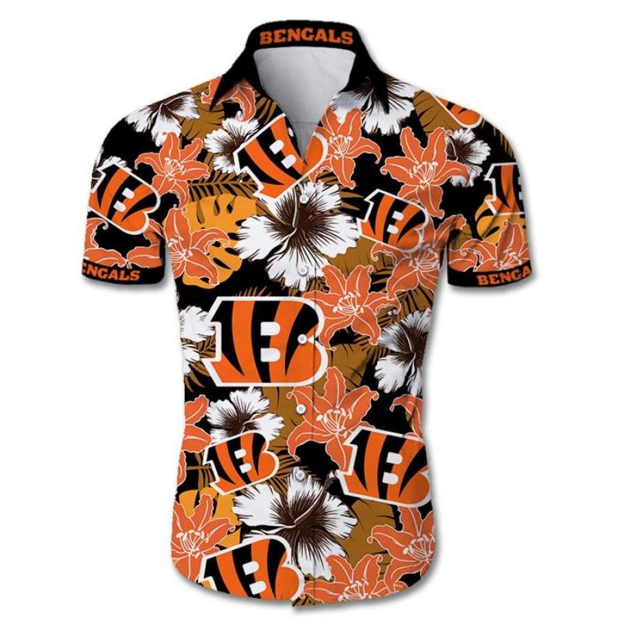 Cincinnati Bengals Hawaii Shirt Tropical Flower Short Sleeve Slim Fit Body Ha104779