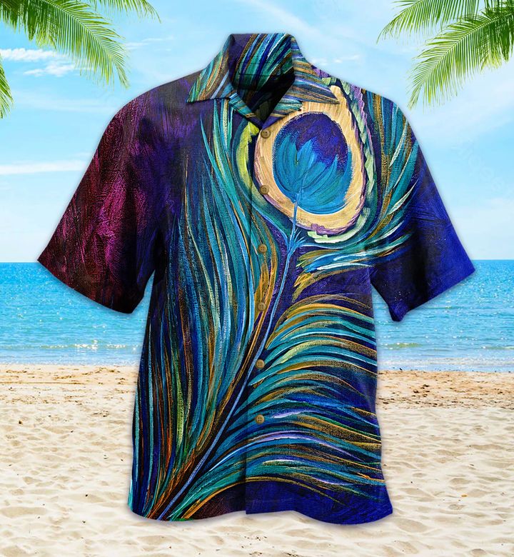 Peacock Feather Blue Hawaii Shirt Ha69905