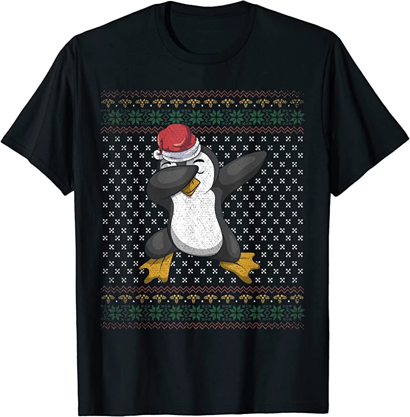 Merry Xmas Ugly Christmas Antarctica Animal Dabbing Penguin T-Shirt