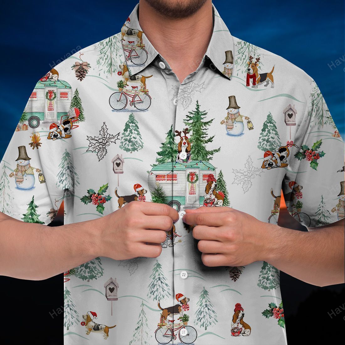 Basset Hound Hawaii Shirt Christmas Vibes Ver 2 Ha8229