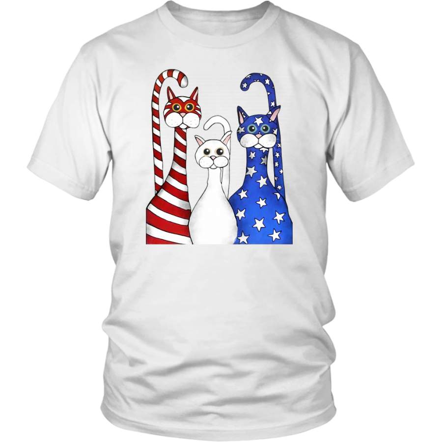 Three Cats Red White Blue American Flag shirt 4th of july