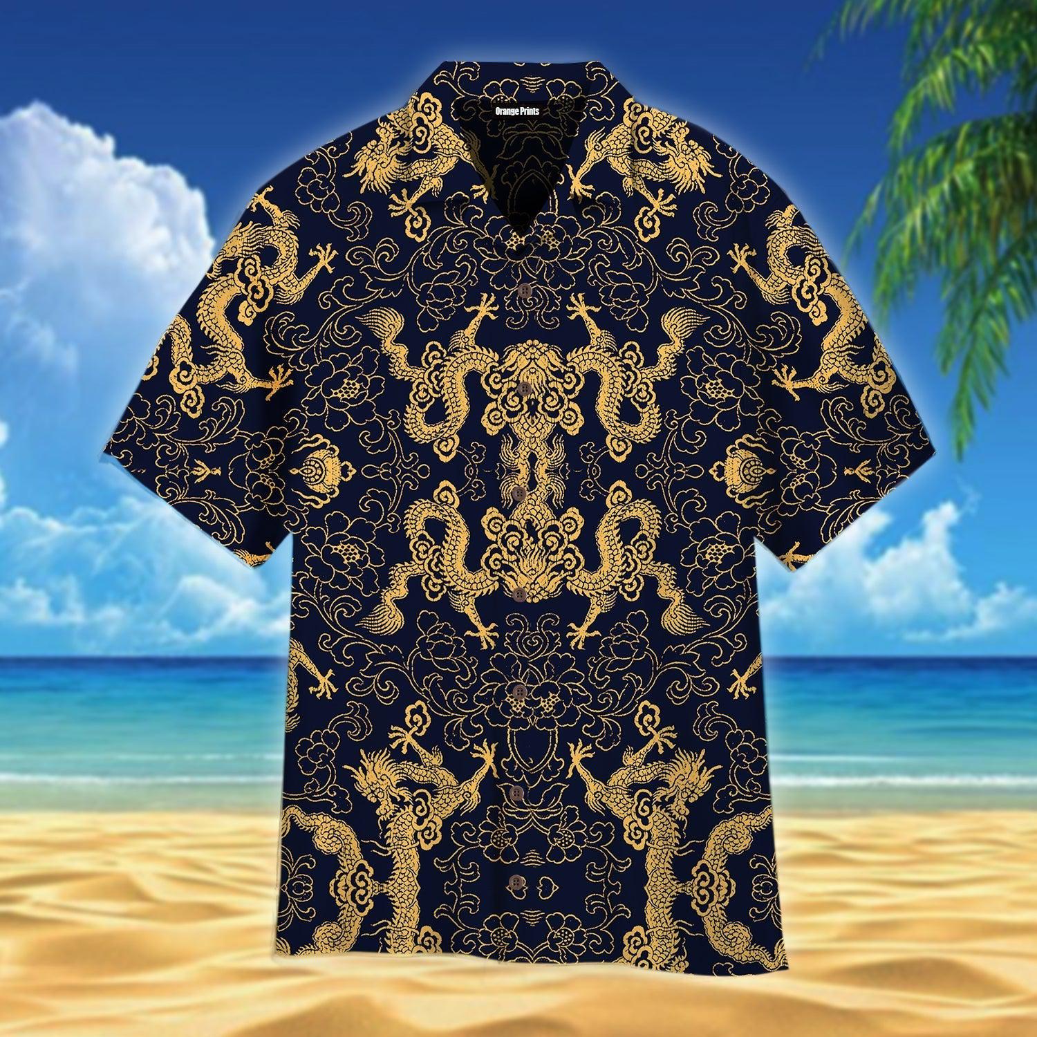 Traditional Golden Dragon Hawaii Shirt For Men Women Ha99318