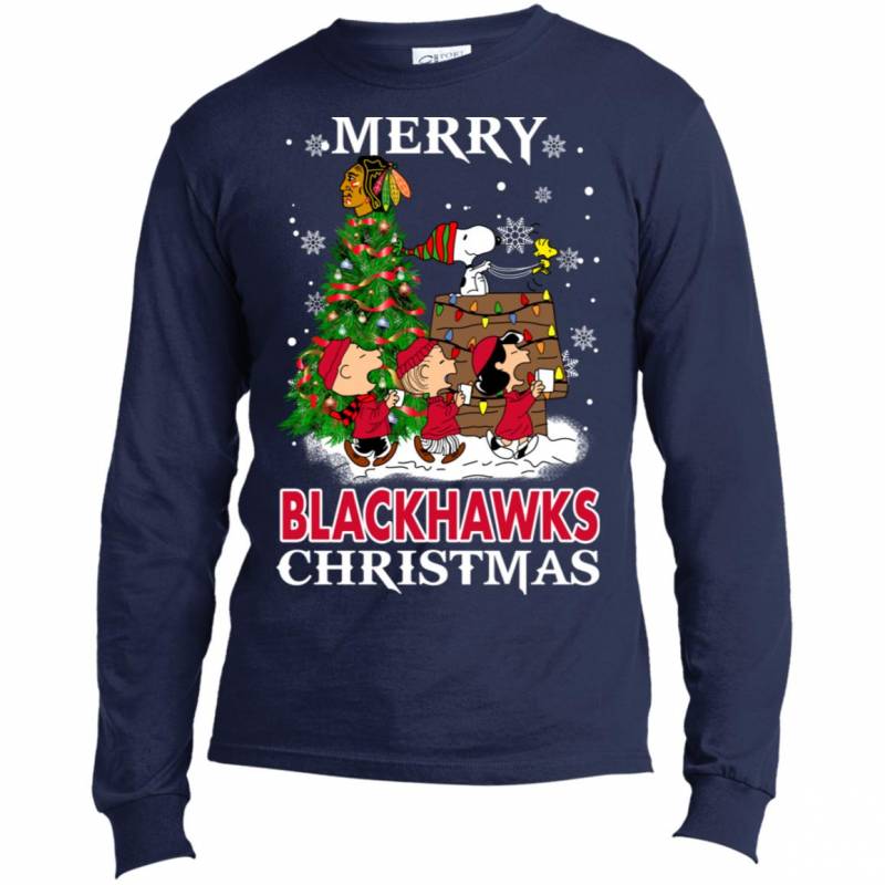 Merry Chicago Blackhawks Christmas Snoopy Ugly Sweater Style Shirts