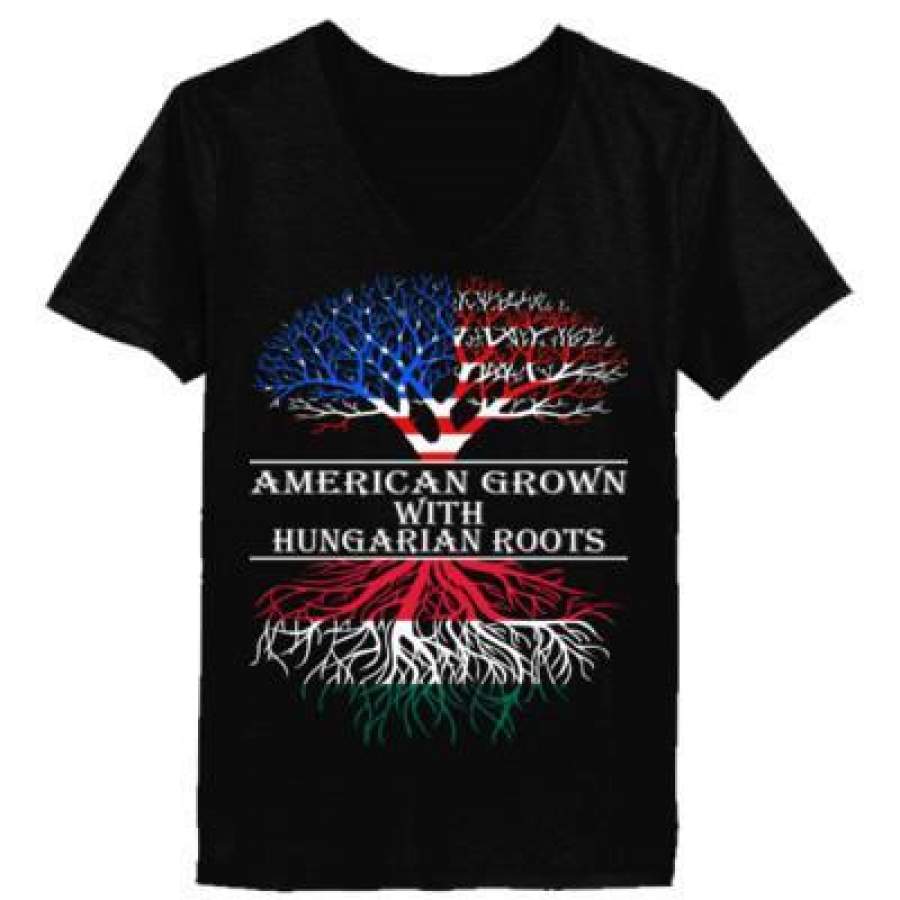 AGR American Grown With Hungarian Roots – Ladies’ V-Neck T-Shirt