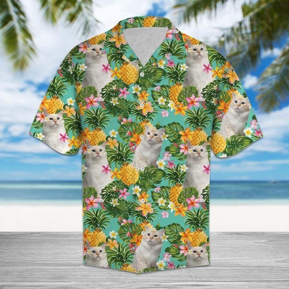 Tropical Pineapple Birman Aloha Hawaiian Shirt Colorful Short Sleeve Summer Beach Casual Shirt For Men And Women