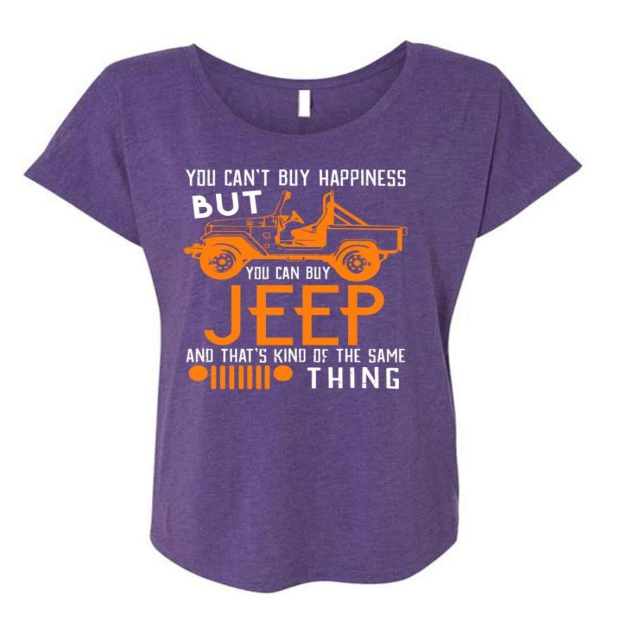 You Can’t Buy Happiness T Shirt, You Can Buy Jeep T Shirt, Cool Shirt (Ladies’ Triblend Dolman Sleeve)