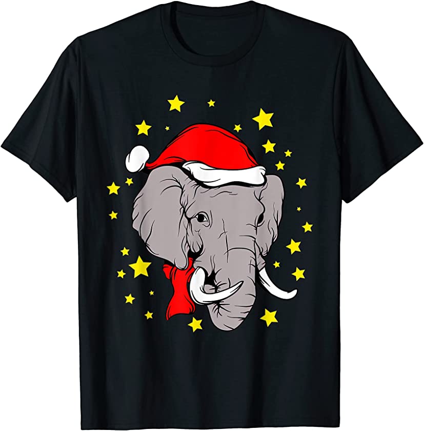 Santa Claus christmas family pajamas Funny Xmas Elephants T-Shirt