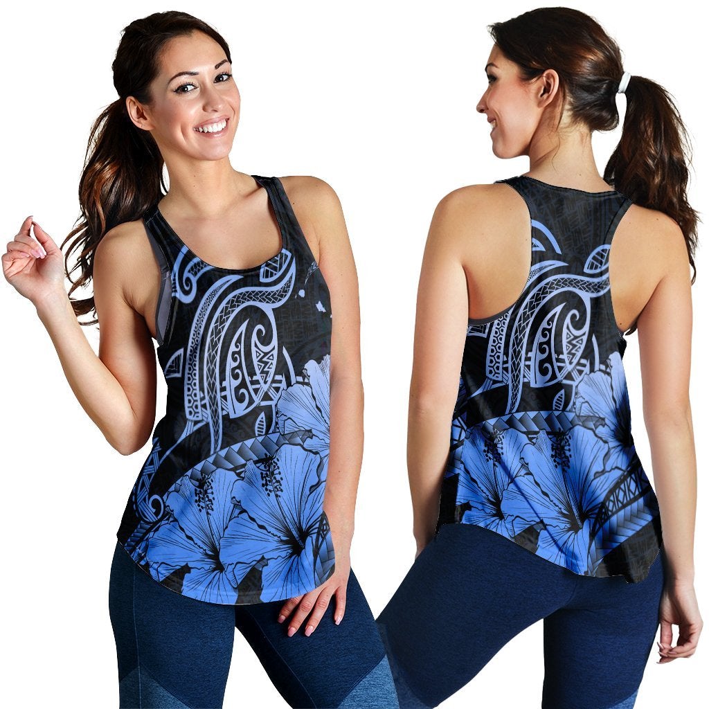 Hawaiian Turtle Map Polynesian Racerback Tank Safety Blue Ah Ha89315