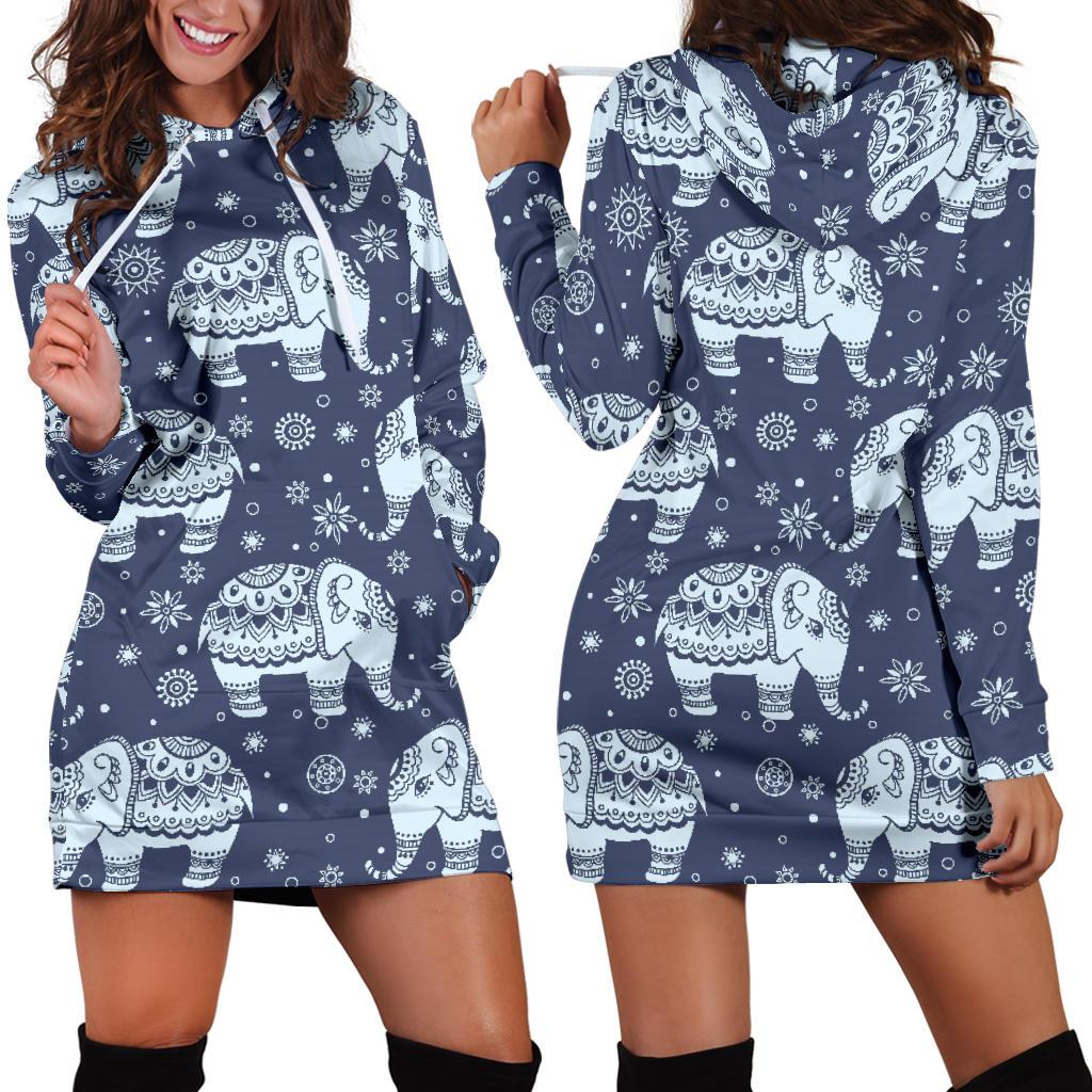 Elephant Tribal Design Pattern Women’S Hoodie Dress