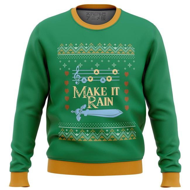 ZELDA MAKE IT RAIN PREMIUM UGLY CHRISTMAS SWEATER – AMAZING GIFT IDEA – THANKSGIVING GIFT