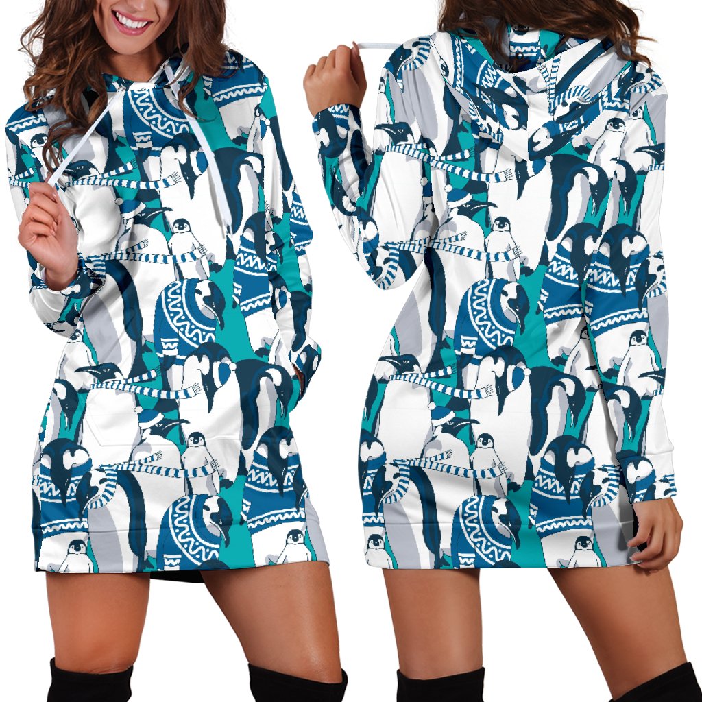 Penguin Pattern Women Hoodie Dress