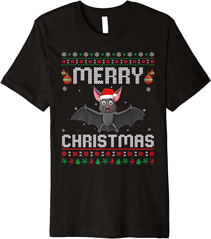 Bat Merry Xmas Design Matching Ugly Christmas Holiday Premium T-Shirt