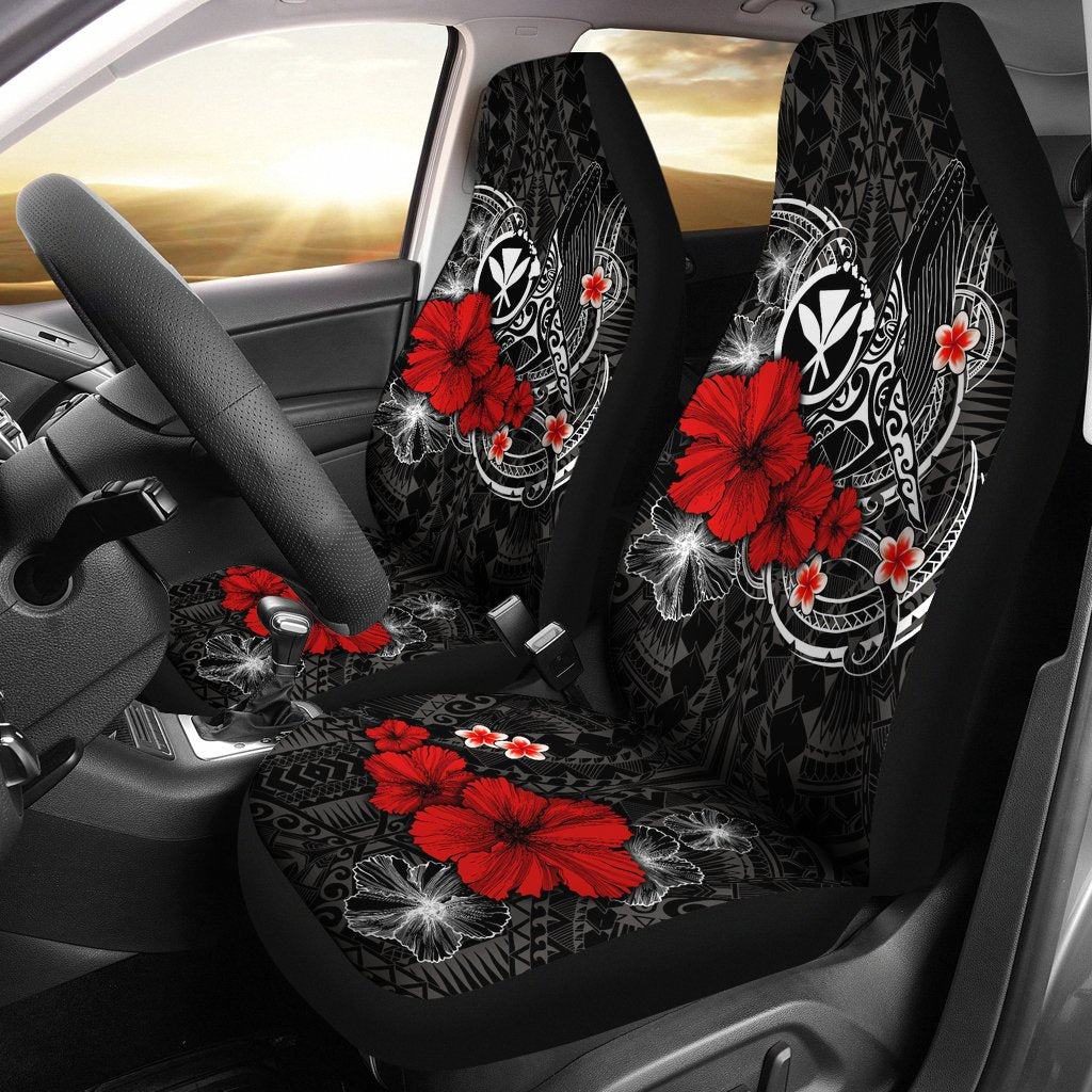 Polynesian Hawaii  Kanaka Maoli Car Seat Covers – Humpback Whale With Hibiscus (White)