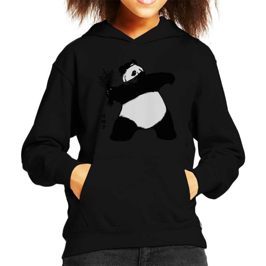 Bamboo Thrower Banksy Panda Kid’s Hooded Sweatshirt