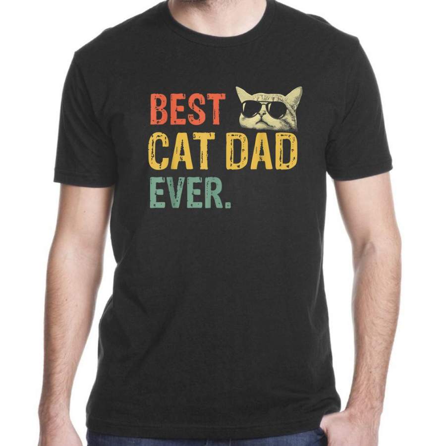 Gifts for cat lovers Best cat dad ever tshirt GST OVALVE SHOP