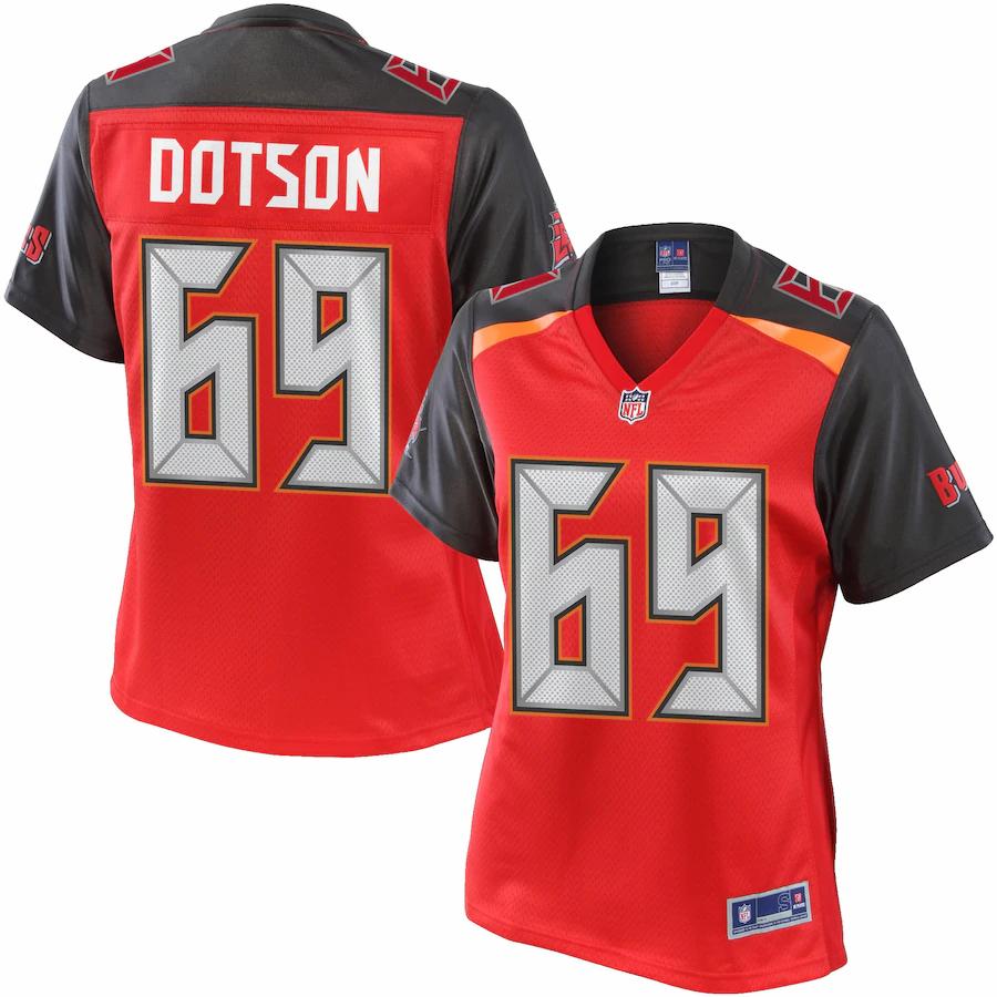 Womens NFL Pro Line Demar Dotson Red Tampa Bay Buccaneers Jersey