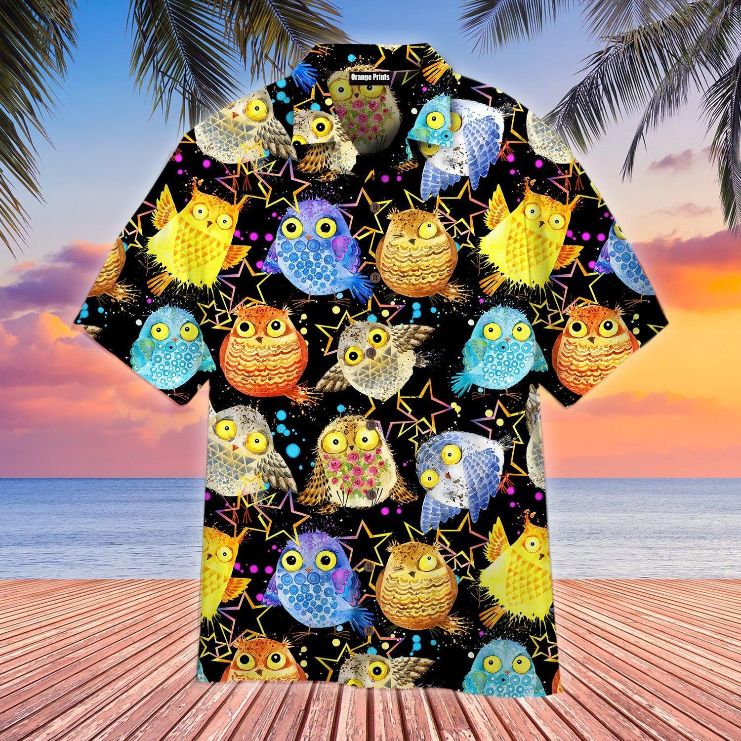 Tropical Colorful Neon Owl Hawaii Shirt For Men Women Ha8115