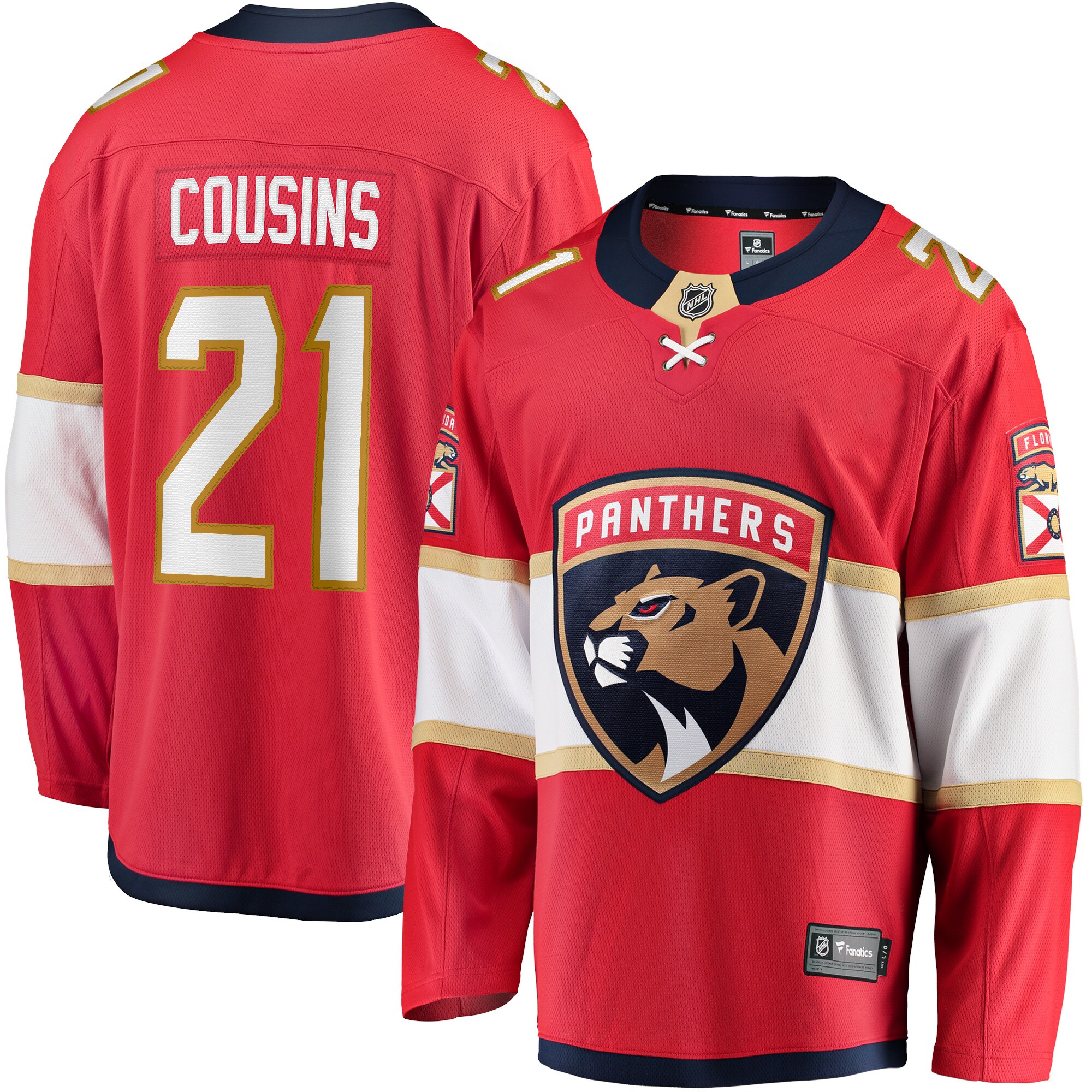 Nick Cousins Florida Panthers Branded Home Breakaway Player Jersey – Red