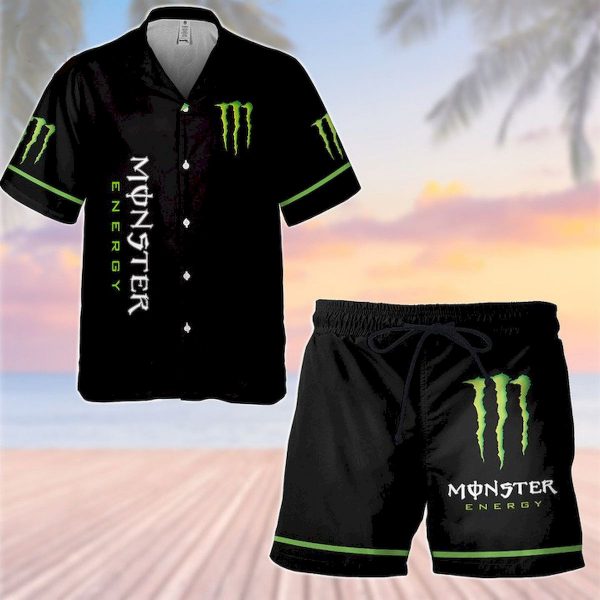 Monster Energy Black Hawaii Shirt Beach Shorts Set Clothing Clothes For Men Ht