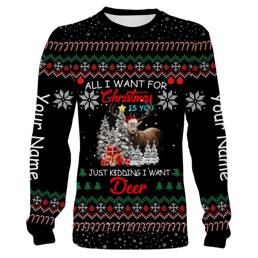 Deer hunting Christmas gifts for hunters Custom name 3D All over print Sweatshirt, T-shirt, Long sleeves, Hoodie – personalized hunting gifts for men, women and kid – FSD521