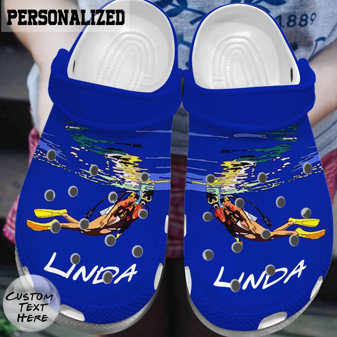 Diving Personalized Clog, Custom Name, Text, Color, Number Fashion Style For Women, Men, Kid, Print 3D Diving