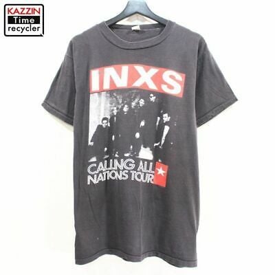 80s Inexes Calling All Nations Tour Vintage Short Sleeve Band T-shirt Rock 4964