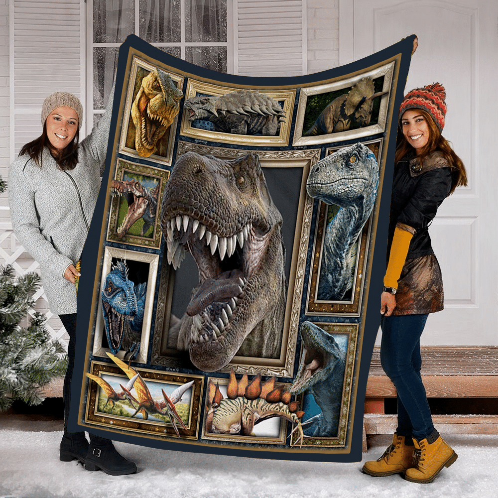 3D Dinosaur Picture Frames Printed  Fleece Blanket