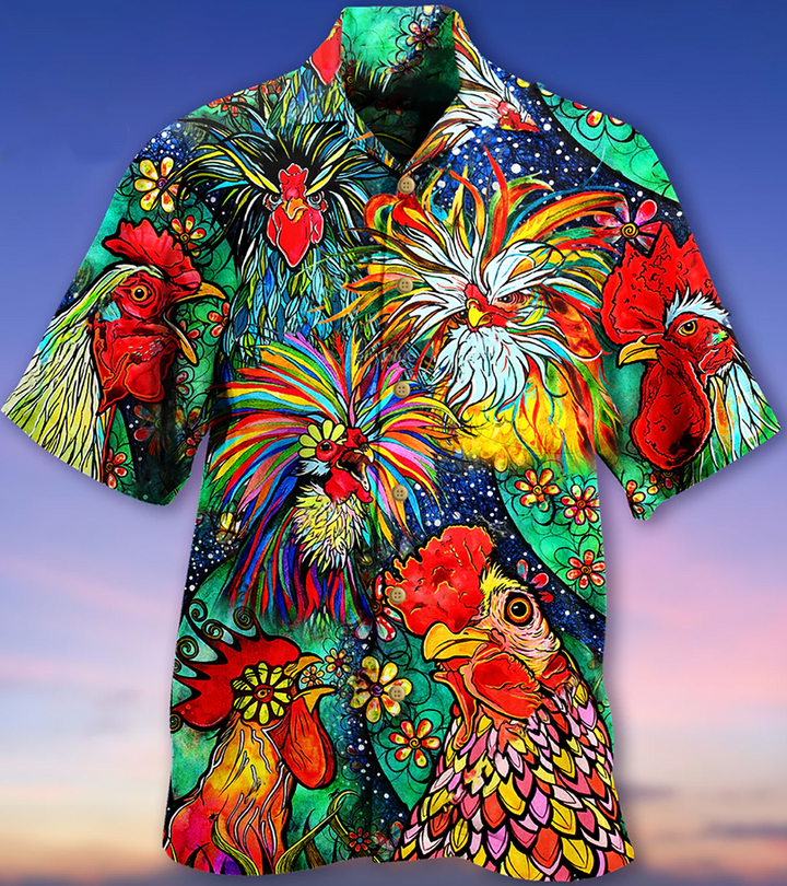 Farm Chicken Love Color Hawaiian Shirt 3D