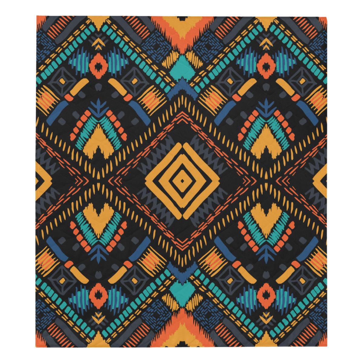 Kente Pattern Print Design 05 Premium Quilt