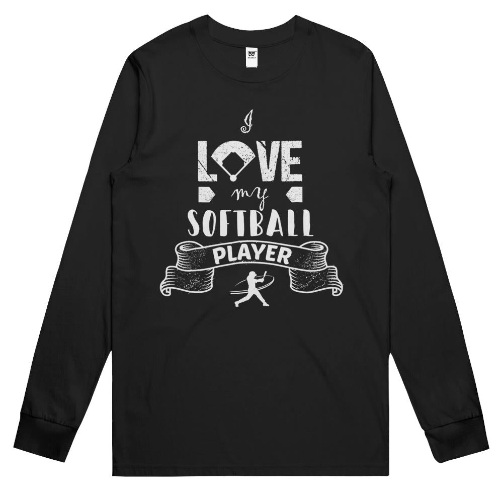Softball Dad Shirt, Softball Dad Long Sleeve Long Sleeve T Shirtss, I Love My Softball Player Proud Mom Dad Long Sleeve T Shirts Printfushion