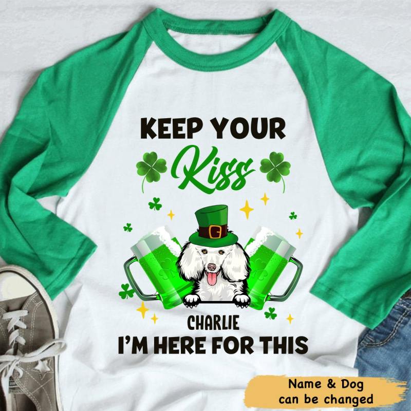 Keep Your Kiss St Patricks Day Personalized Unisex Raglan Shirt