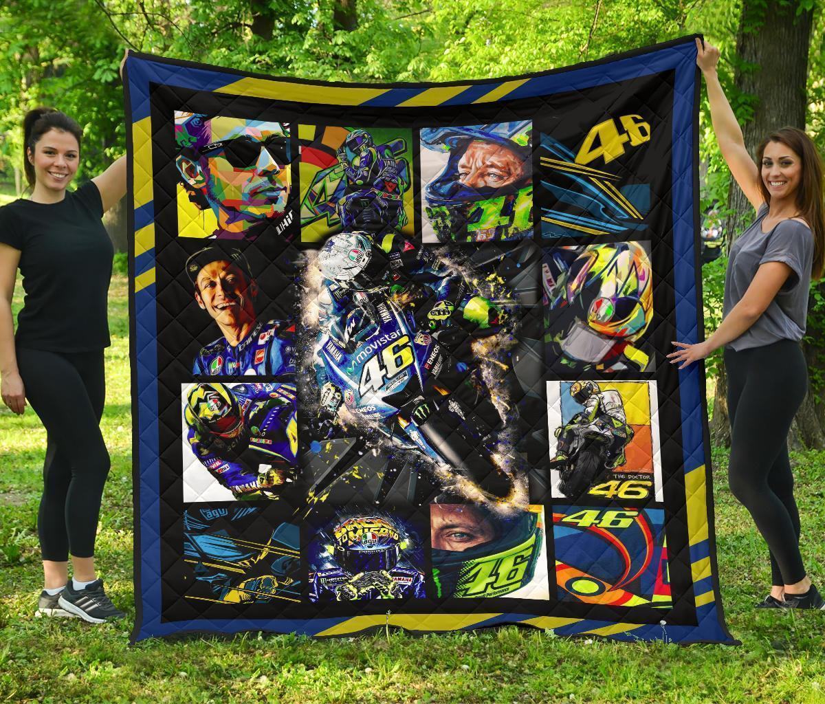 Valentino Rossi Quilt Blanket For Motogp Fan Gift Idea