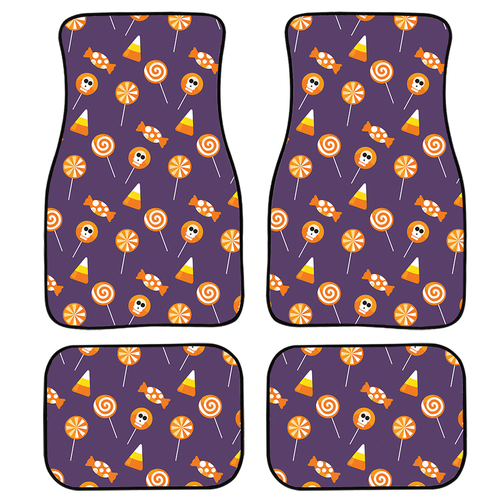 Cute Halloween Candy Pattern Print Front And Back Car Floor Mats