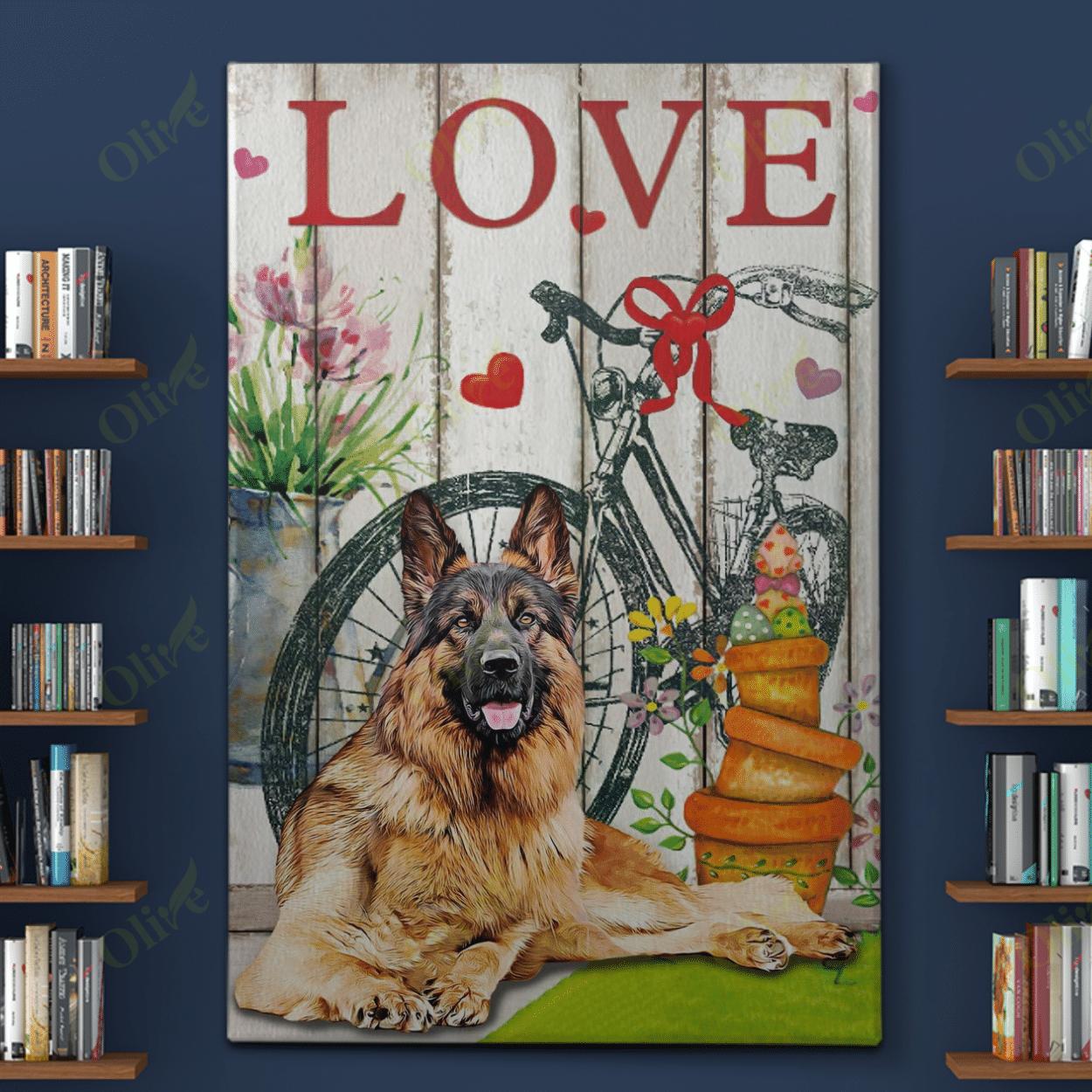 German Shepherd – It’S Valentine Canvas And Poster | Wall Decor Visual Art