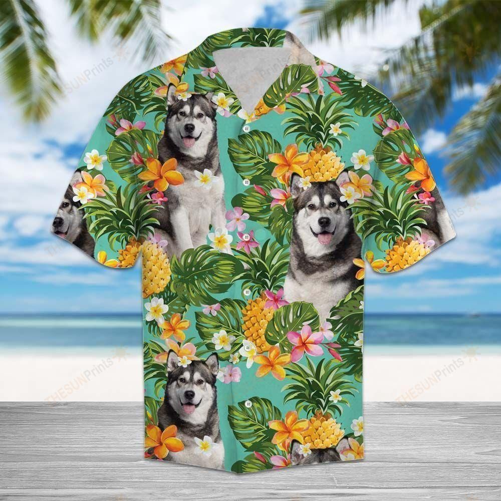 Tropical Pineapple Alaskan Malamute Aloha Hawaiian Shirt Colorful Short Sleeve Summer Beach Casual Shirt For Men And Women