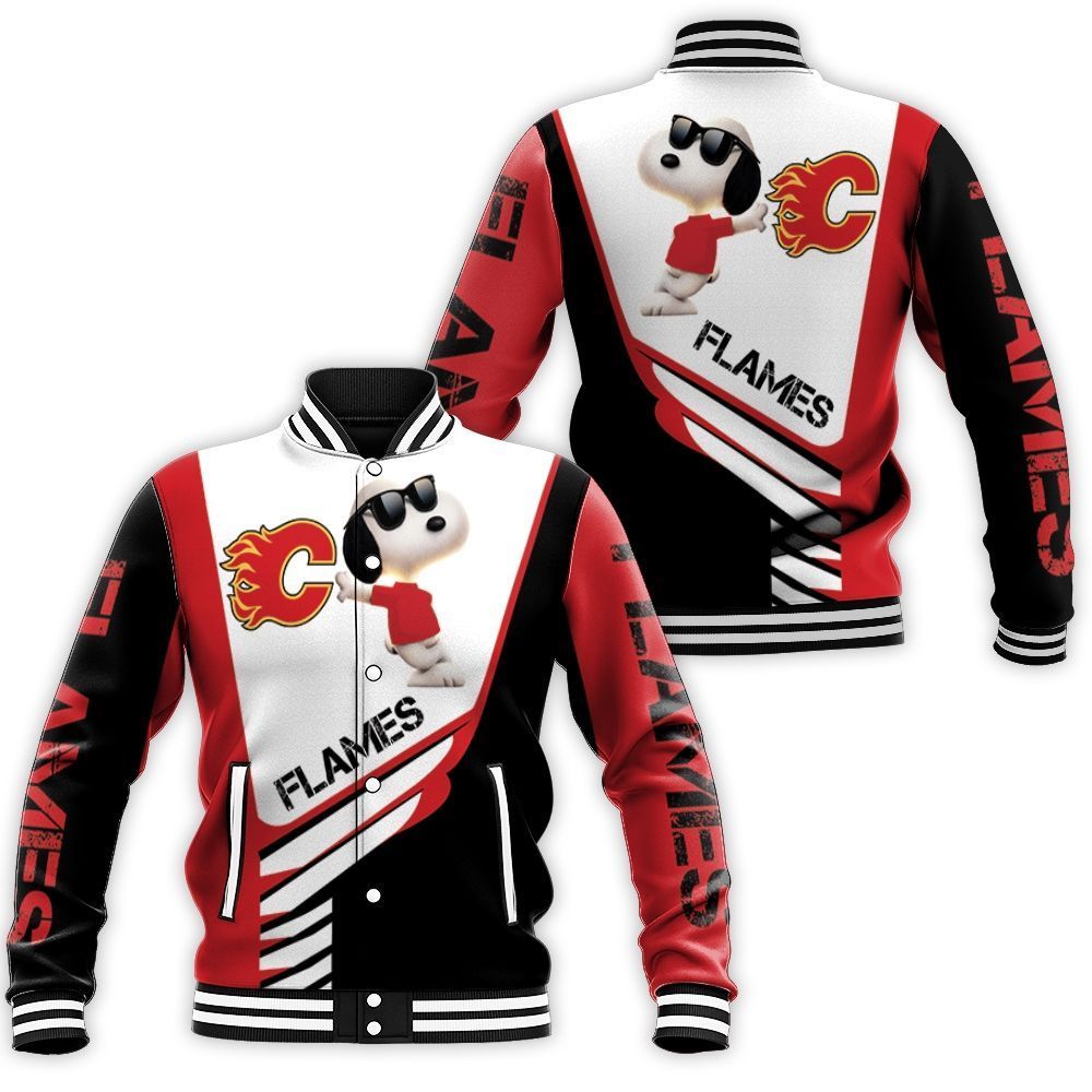 Calgary Flames Snoopy For Fans 3D Baseball Jacket