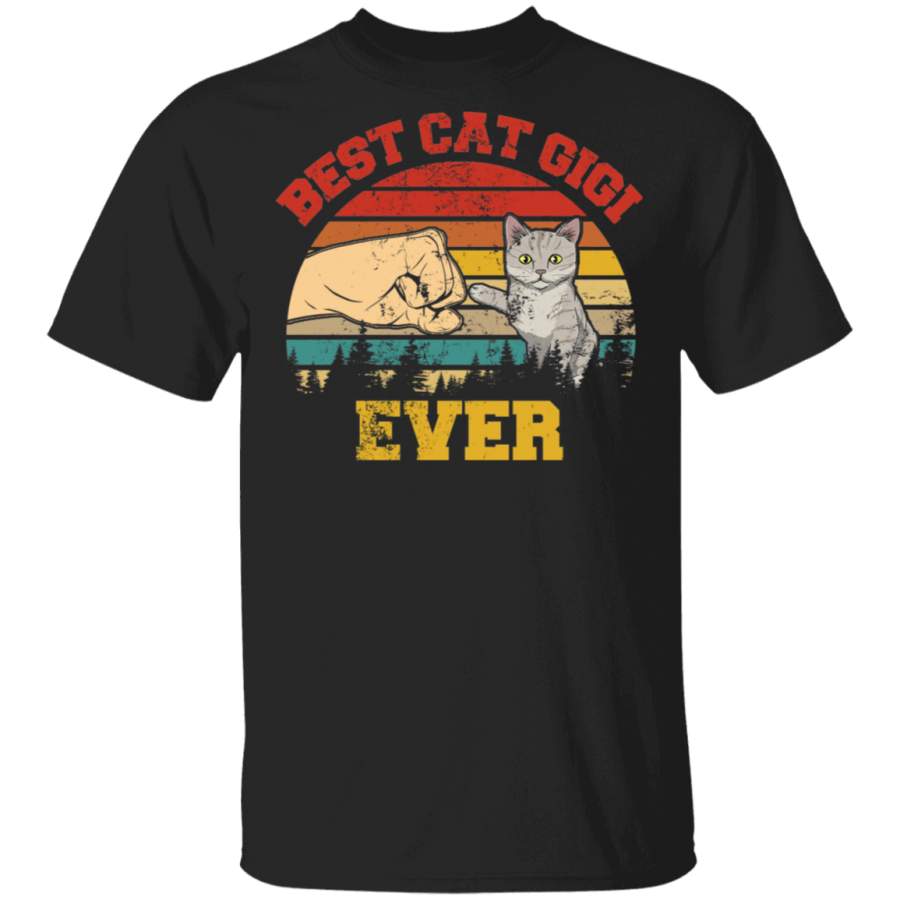 Vintage Retro Best Cat Gigi Ever Cat Lover Owner Fans Matching Shirt For Family Funny Women Nana Grandma Gifts T-Shirt