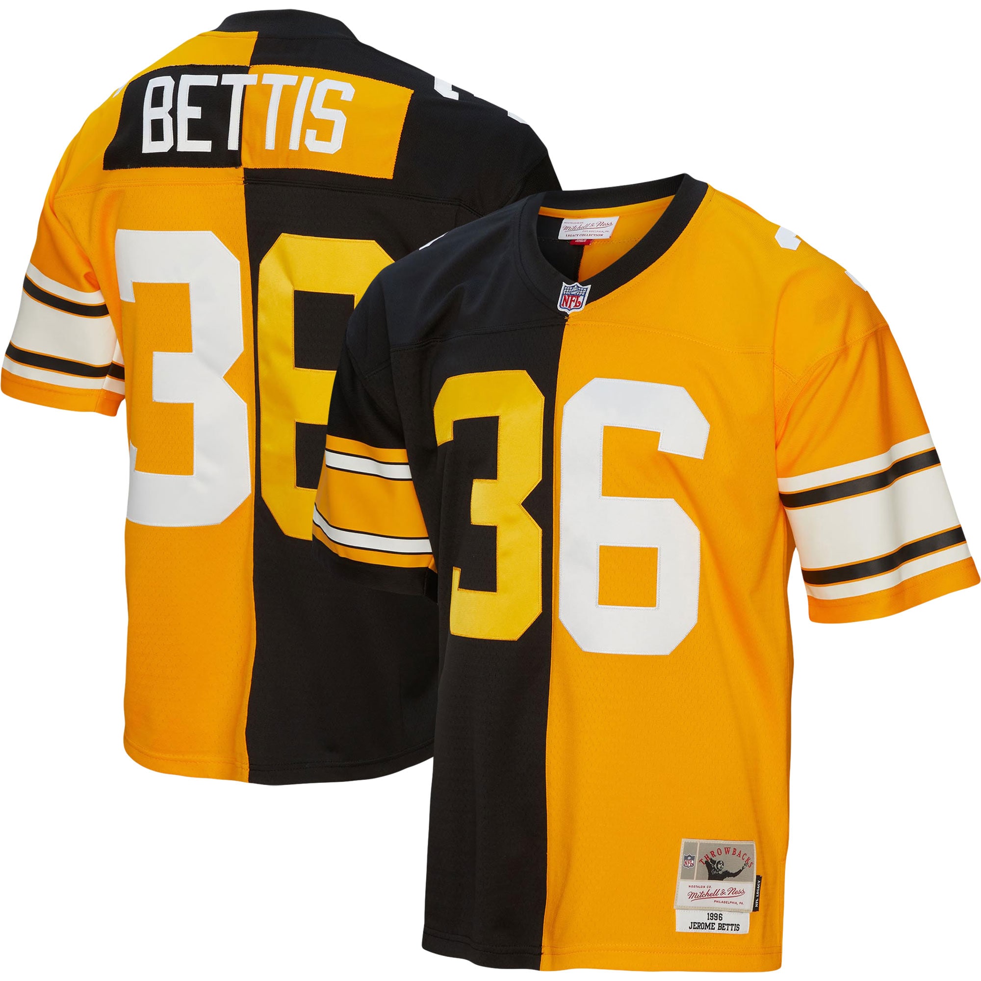 Jerome Bettis Pittsburgh Steelers Mitchell & Ness 1996 Split Legacy Replica Jersey – Black/Gold