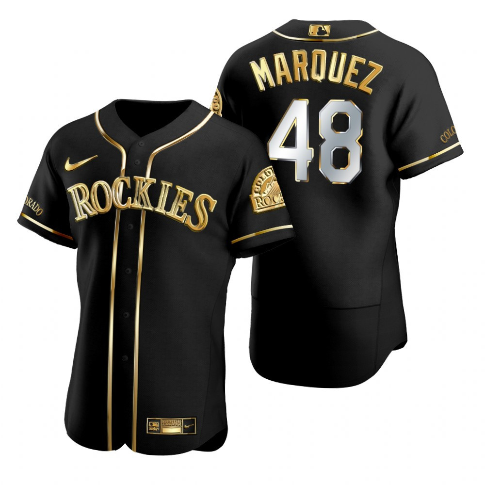 Colorado Rockies #48 German Marquez MLB Golden Brandedition Black Jersey Gift For Rockies Fans